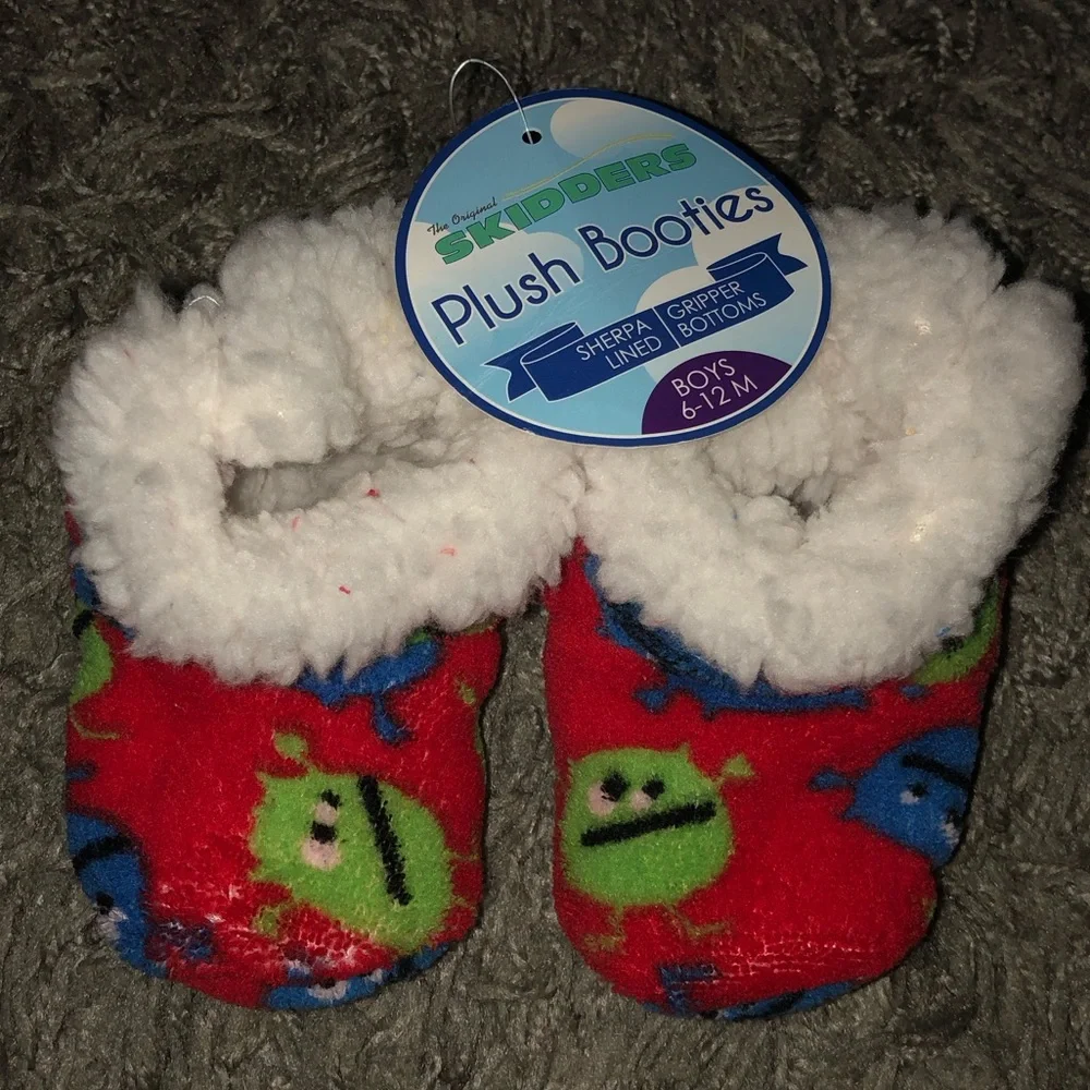Skidders Sherpa Lined Plush Booties, Size 6-12 Months